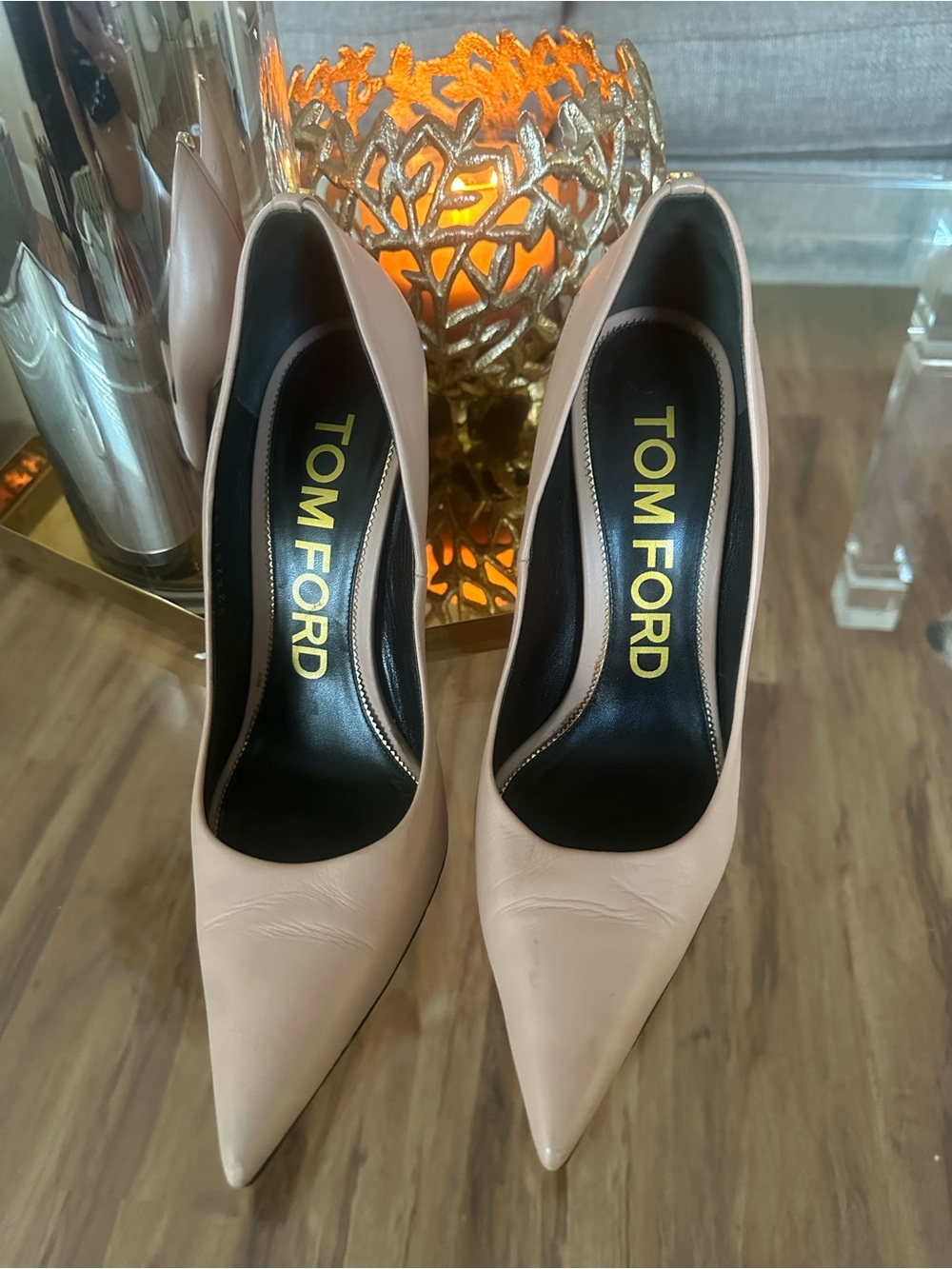 Tom Ford Blush Nude Pointed-Toe Leather Pumps
